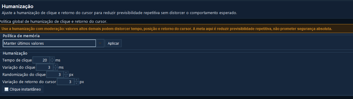 Controles de humanização dentro do OSRSAHK - BBT-AHK.